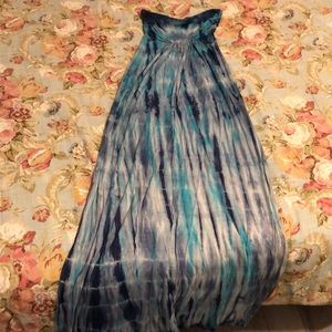 Strapless Hawaiian Tye-Dye Maxi Dress